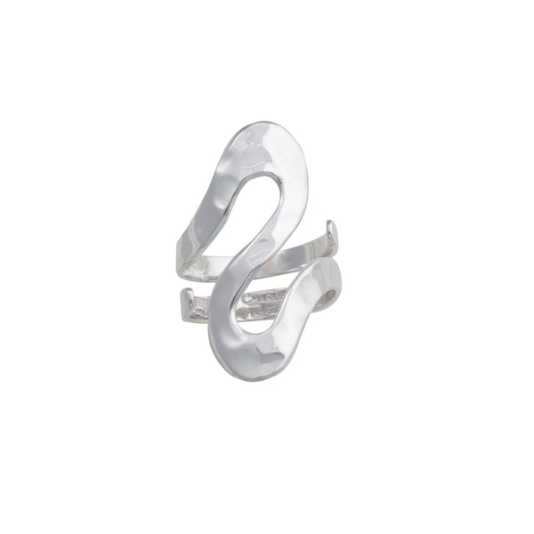 charles albert Sterling Silver Serpentine Hammered Adjustable Ring Sterling Silver Rings