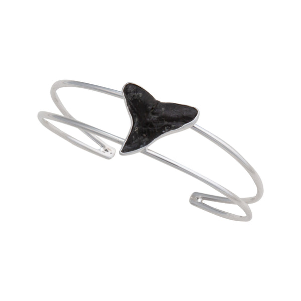 charles albert Sterling Silver Shark Tooth Double Band Petite Cuff Sterling Silver Bracelets + Cuffs