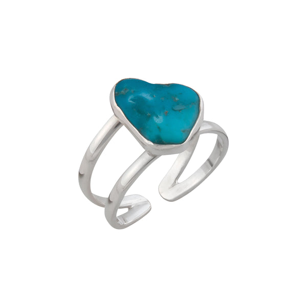 Charles Albert Sterling Silver Sleeping Beauty Turquoise Adjustable Cuff Ring Sterling Silver Rings