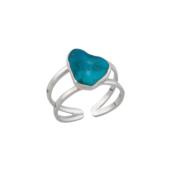 Charles Albert Sterling Silver Sleeping Beauty Turquoise Adjustable Cuff Ring Sterling Silver Rings