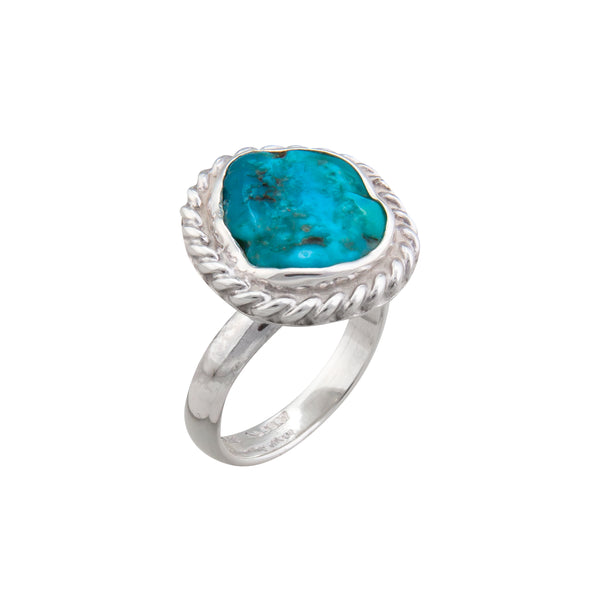 Charles Albert Sterling Silver Sleeping Beauty Turquoise Adjustable Rope Ring Sterling Silver Rings
