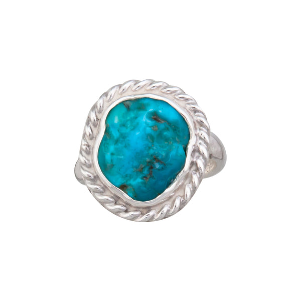 charles albert Sterling Silver Sleeping Beauty Turquoise Adjustable Rope Ring Sterling Silver Rings