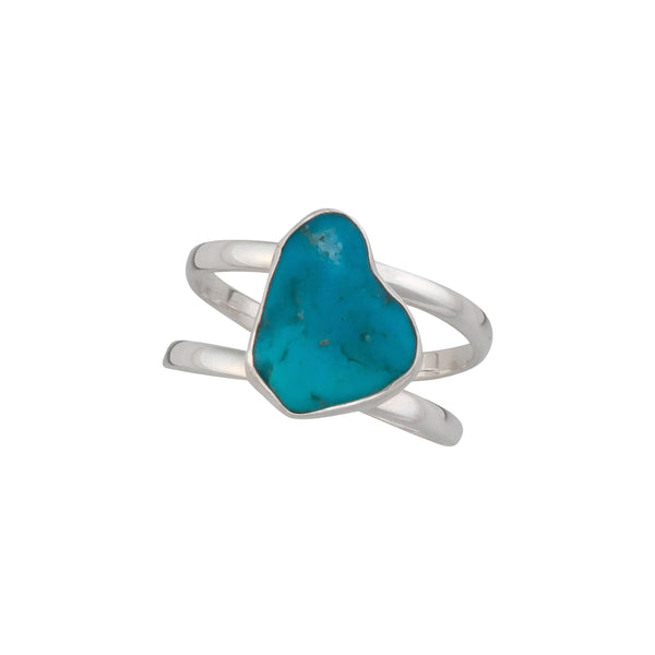 charles albert Sterling Silver Sleeping Beauty Turquoise Adjustable Cuff Ring Sterling Silver Rings