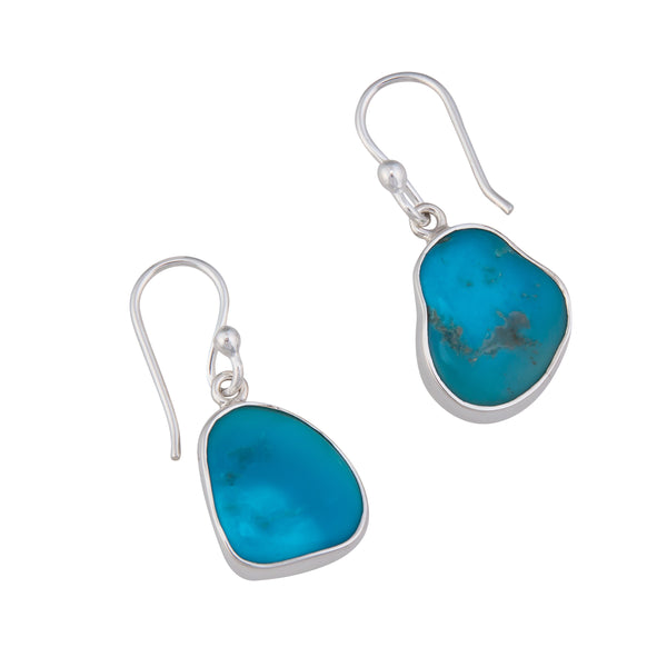 Charles Albert Sterling Silver Sleeping Beauty Turquoise Drop Earrings Sterling Silver Earrings