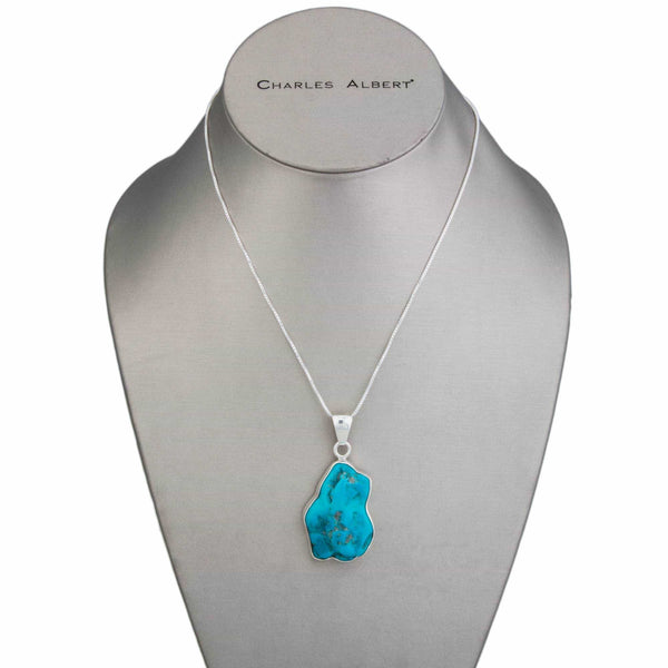 Charles Albert Sterling Silver Sleeping Beauty Turquoise Pendant Sterling Silver Pendants