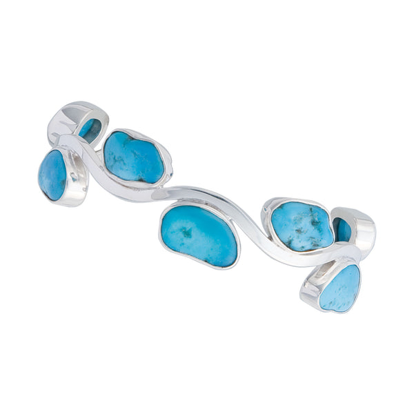 Charles Albert Sterling Silver Sleeping Beauty Turquoise Wave Cuff Sterling Silver Bracelets + Cuffs