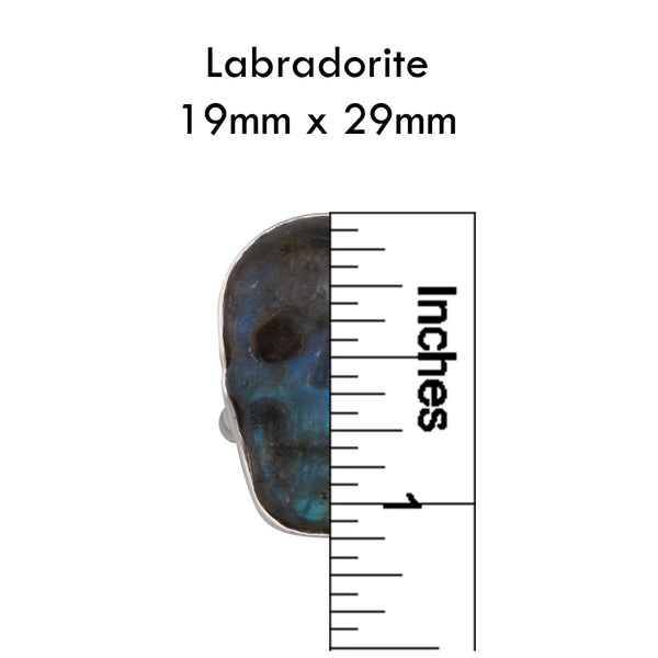 Charles Albert Sterling Silver Small Labradorite Skull Adjustable Ring Sterling Silver Rings
