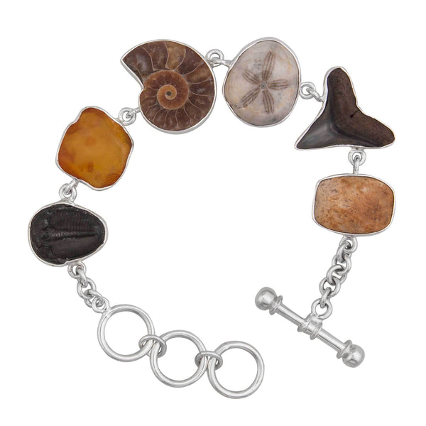 charles albert Sterling Silver Small Multi-Fossil Bracelet Sterling Silver Bracelets + Cuffs