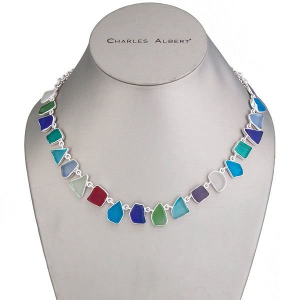 Charles Albert Sterling Silver Small Recycled Glass Necklace Sterling Silver Necklaces
