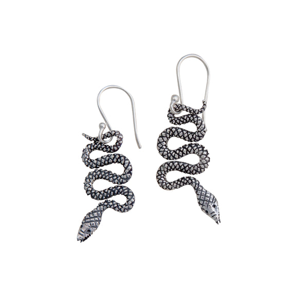 Charles Albert Sterling Silver Snake Drop Earrings Sterling Silver Earrings