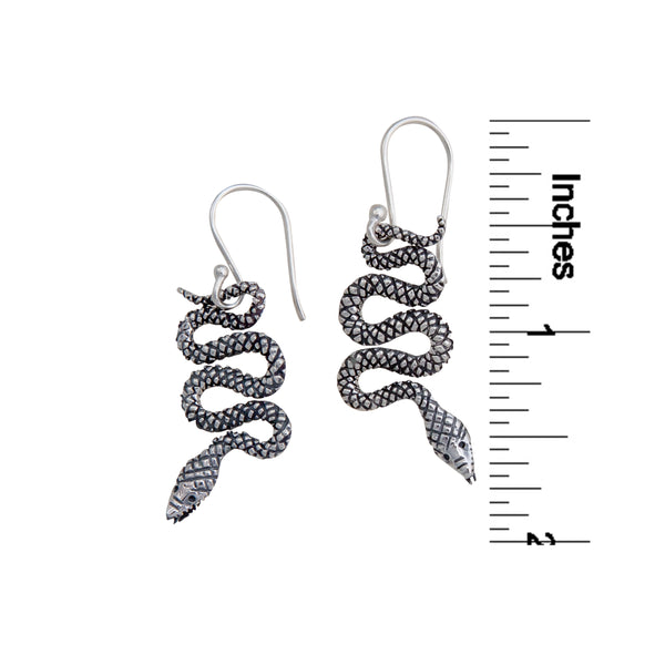 Charles Albert Sterling Silver Snake Drop Earrings Sterling Silver Earrings