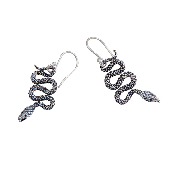 charles albert Sterling Silver Snake Drop Earrings Sterling Silver Earrings