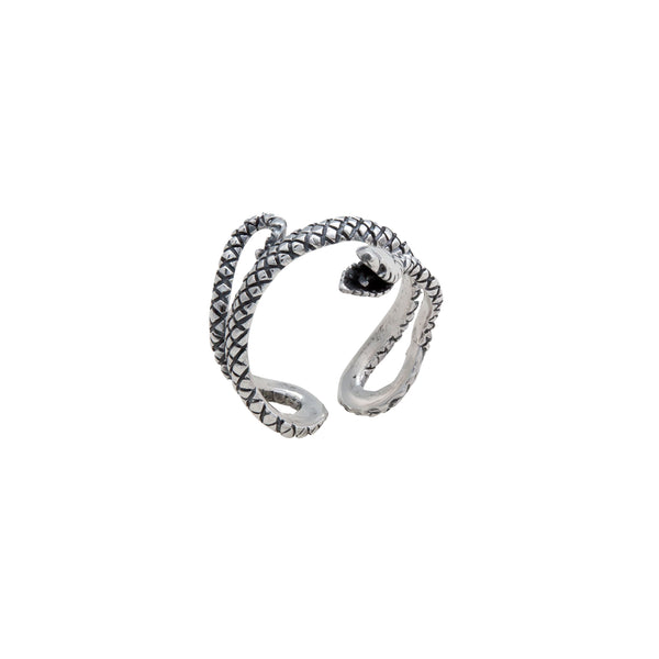 Charles Albert Sterling Silver Snake Oxidized Adjustable Cuff Ring Sterling Silver Rings