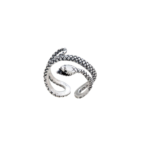charles albert Sterling Silver Snake Oxidized Adjustable Cuff Ring Sterling Silver Rings