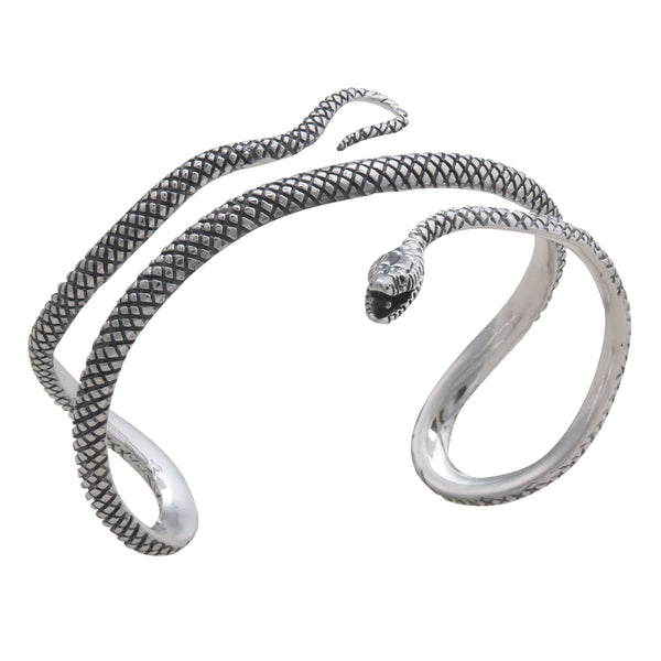 charles albert Sterling Silver Snake Oxidized Cuff Sterling Silver Bracelets + Cuffs