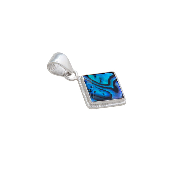 Charles Albert Sterling Silver Square Abalone Rope Pendant Sterling Silver Pendants