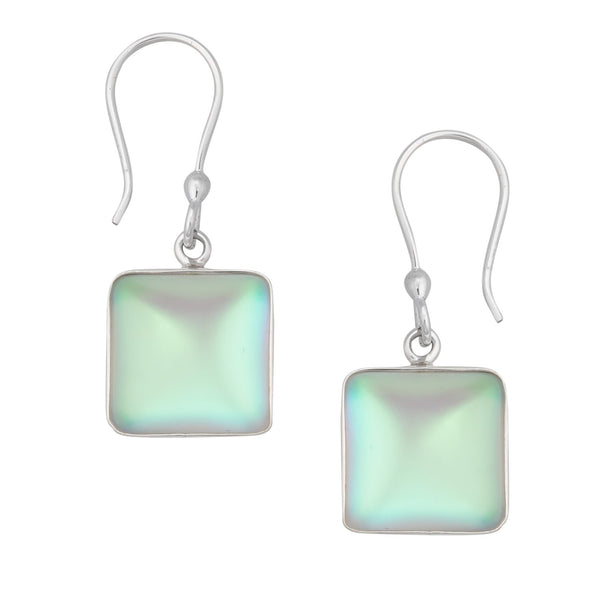 charles albert Sterling Silver Square Luminite Drop Earrings Sterling Silver Earrings