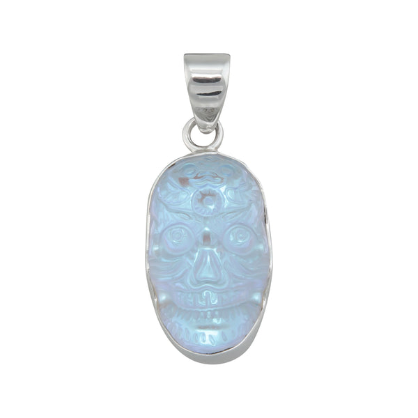 charles albert Sterling Silver Sugar Skull Luminite Pendant Sterling Silver Pendants