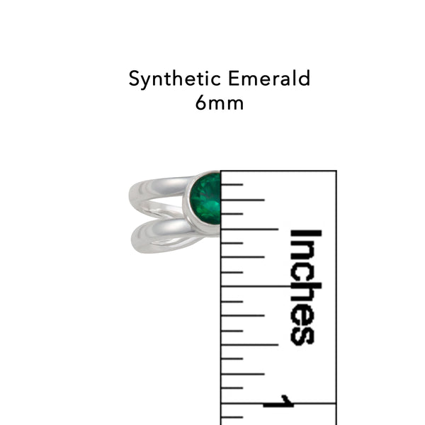 Charles Albert Sterling Silver Synthetic Emerald Adjustable Cuff Ring Sterling Silver Rings