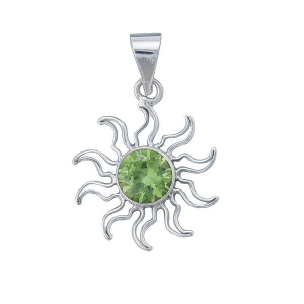 charles albert Sterling Silver Synthetic Peridot Sun Pendant Sterling Silver Pendants