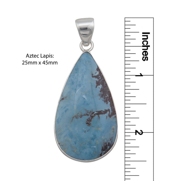 Charles Albert Sterling Silver Teardrop Aztec Lapis Pendant Sterling Silver Pendants