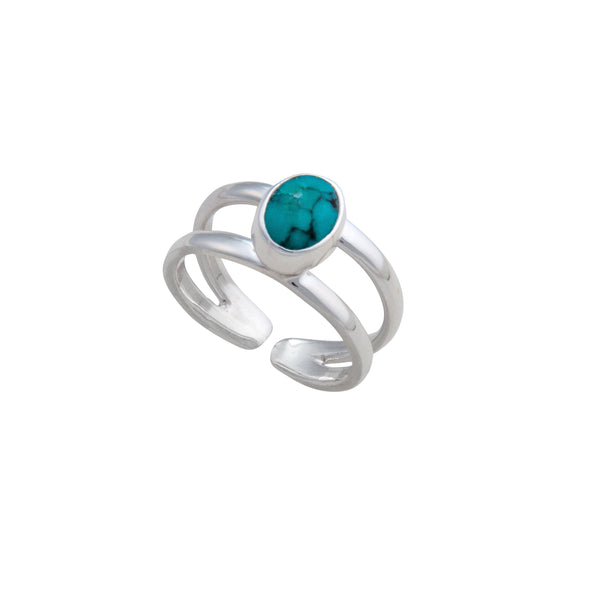 Charles Albert Sterling Silver Turquoise Adjustable Cuff Ring Sterling Silver Rings