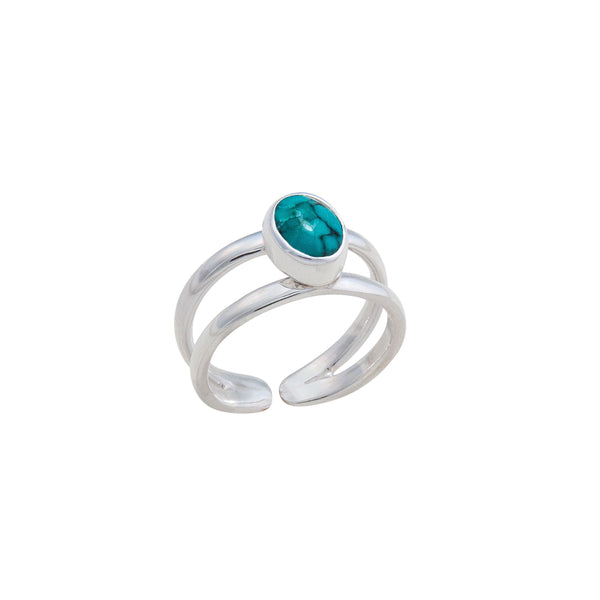 Charles Albert Sterling Silver Turquoise Adjustable Cuff Ring Sterling Silver Rings