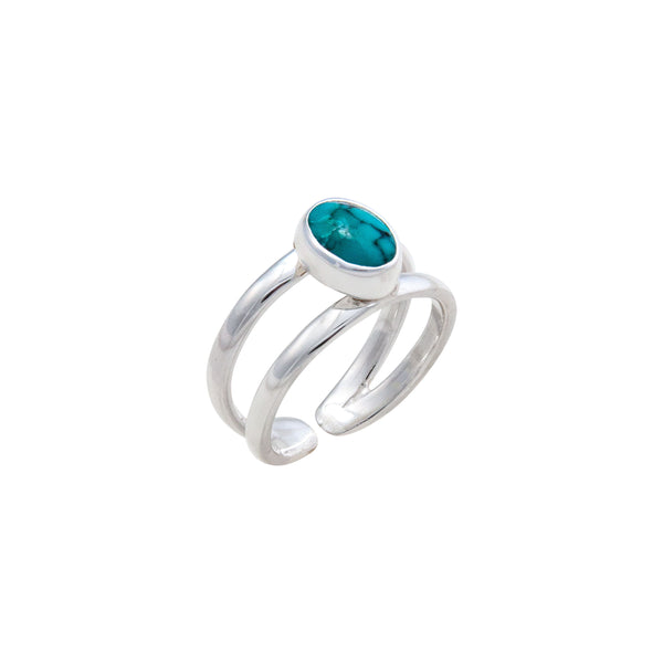 Charles Albert Sterling Silver Turquoise Adjustable Cuff Ring Sterling Silver Rings