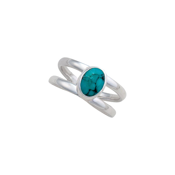 charles albert Sterling Silver Turquoise Adjustable Cuff Ring Sterling Silver Rings