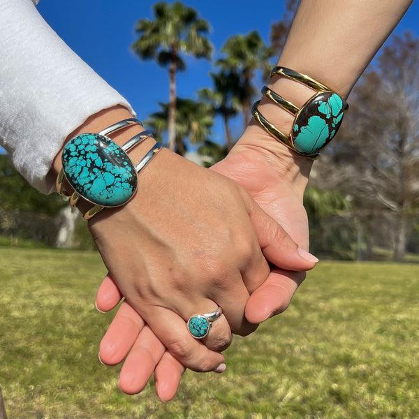 Charles Albert Sterling Silver Turquoise Multi-Band Cuff Sterling Silver Bracelets + Cuffs