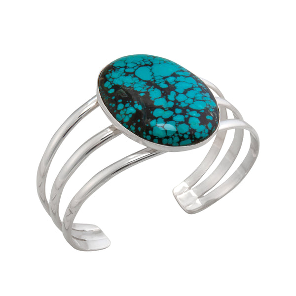 Charles Albert Sterling Silver Turquoise Multi-Band Cuff Sterling Silver Bracelets + Cuffs