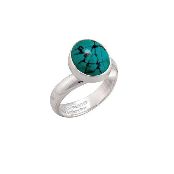 Charles Albert Sterling Silver Turquoise Petite Adjustable Ring Sterling Silver Rings