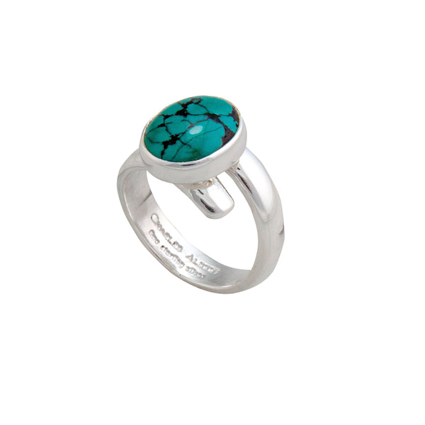 charles albert Sterling Silver Turquoise Petite Adjustable Ring Sterling Silver Rings