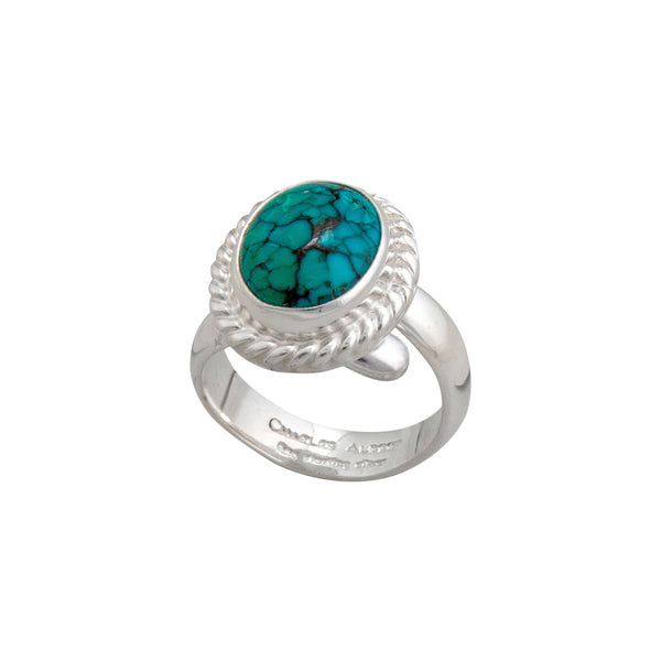 charles albert Sterling Silver Turquoise Rope Adjustable Ring Sterling Silver Rings