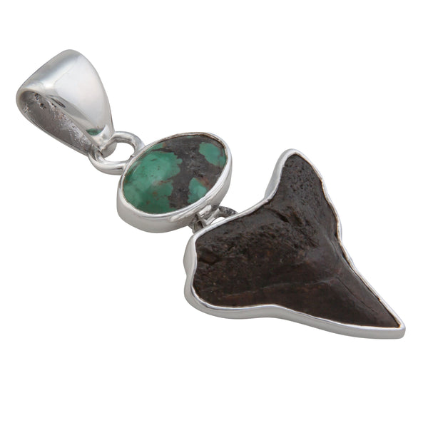 Charles Albert Sterling Silver Turquoise & Shark Tooth Charm Pendant Sterling Silver Pendants