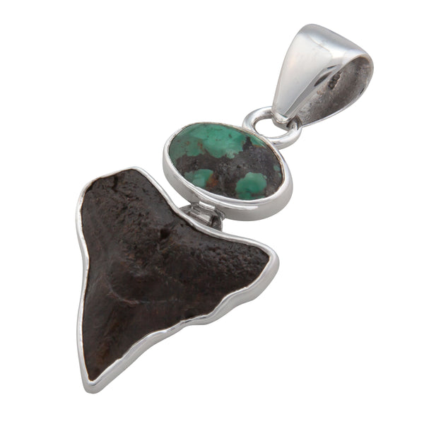 Charles Albert Sterling Silver Turquoise & Shark Tooth Charm Pendant Sterling Silver Pendants