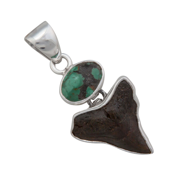 Charles Albert Sterling Silver Turquoise & Shark Tooth Charm Pendant Sterling Silver Pendants