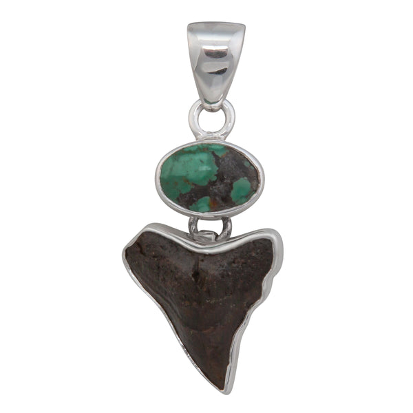 charles albert Sterling Silver Turquoise & Shark Tooth Charm Pendant Sterling Silver Pendants