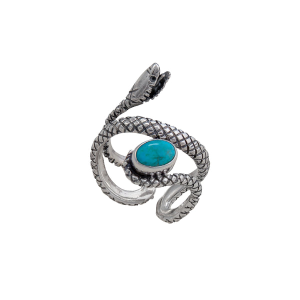 charles albert Sterling Silver Turquoise Snake Adjustable Cuff Ring Sterling Silver Rings