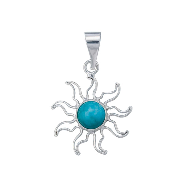 charles albert Sterling Silver Turquoise Sun Pendant Sterling Silver Pendants