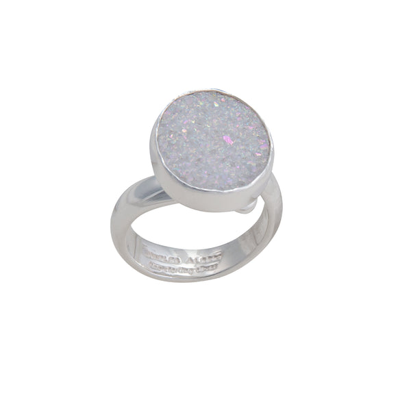 Charles Albert Sterling Silver White Druzy Adjustable Ring Sterling Silver Rings