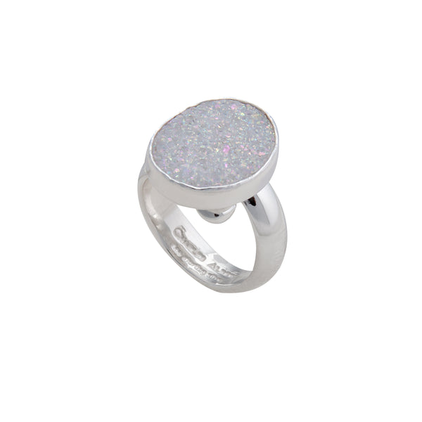 Charles Albert Sterling Silver White Druzy Adjustable Ring Sterling Silver Rings
