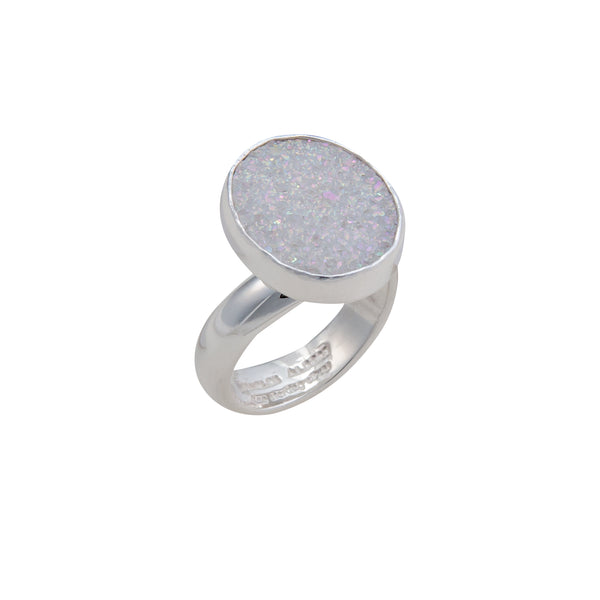 charles albert Sterling Silver White Druzy Adjustable Ring Sterling Silver Rings