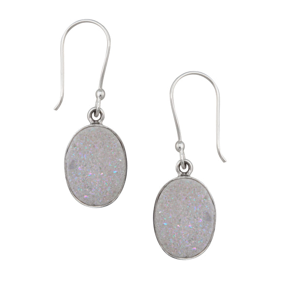 charles albert Sterling Silver White Druzy Drop Earrings Sterling Silver Earrings