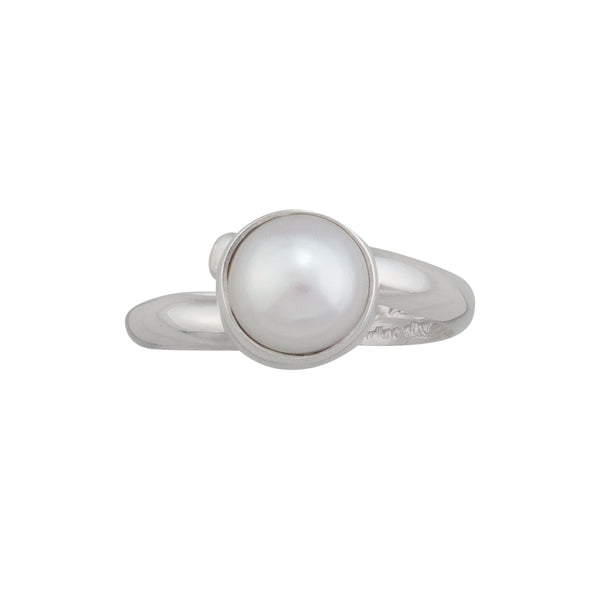 charles albert Sterling Silver White Pearl Petite Adjustable Ring Sterling Silver Rings