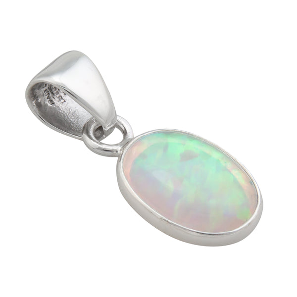 Charles Albert Sterling Silver White Synthetic Opal Pendant Sterling Silver Pendants
