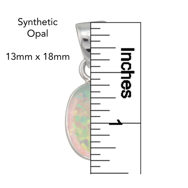 Charles Albert Sterling Silver White Synthetic Opal Pendant Sterling Silver Pendants