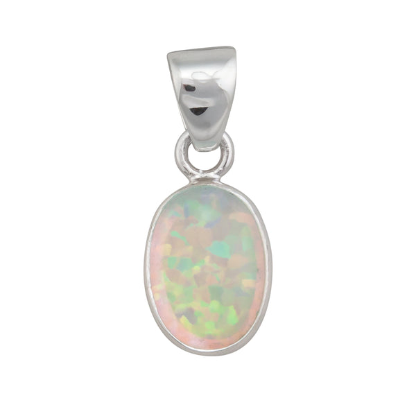 charles albert Sterling Silver White Synthetic Opal Pendant Sterling Silver Pendants