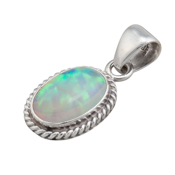 Charles Albert Sterling Silver White Synthetic Opal Rope Pendant Sterling Silver Pendants