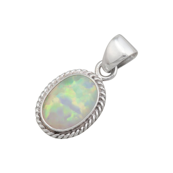 Charles Albert Sterling Silver White Synthetic Opal Rope Pendant Sterling Silver Pendants